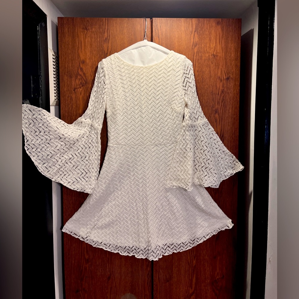 Bell Sleeve Fit & Flare Ivory Dress by Necessary Objects- Ady Gluck Frankel